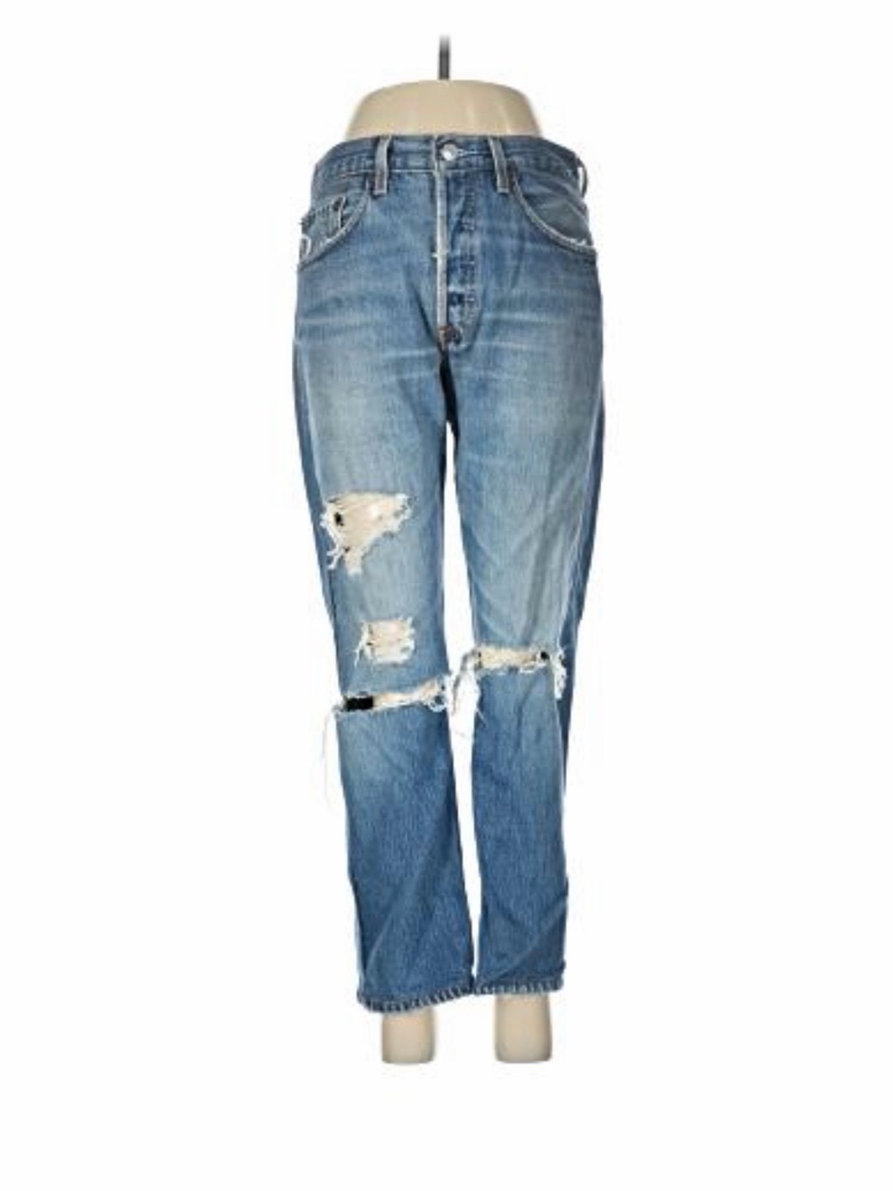 RE/DONE Women’s Levi’s 501 Jeans Blue Medium Wash Distressed 5-Pocket Sz 28